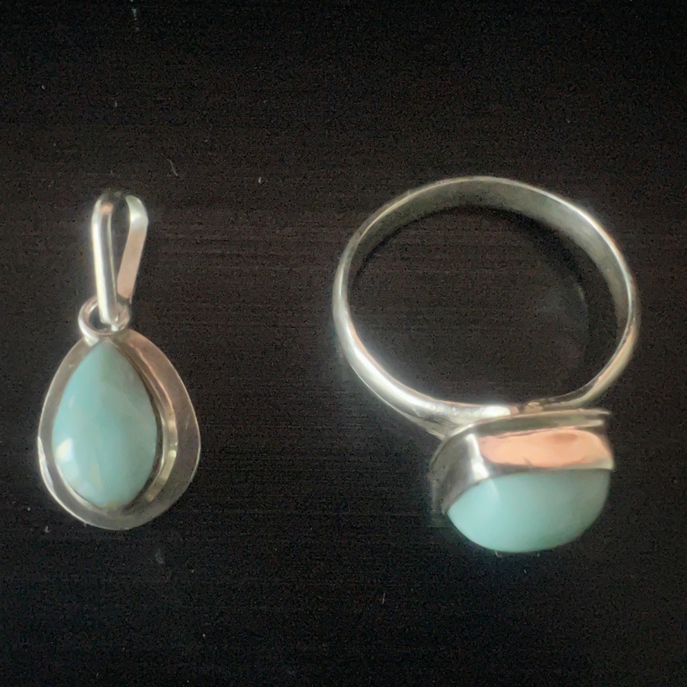 Elegant Silver and Larimar Jewelry Set